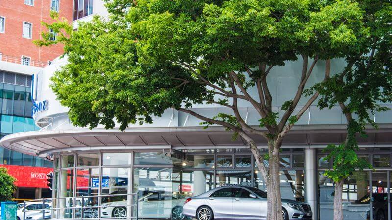 The Mercedes Car Showroom in the Swiss Re Building in Claremont, Cape Town